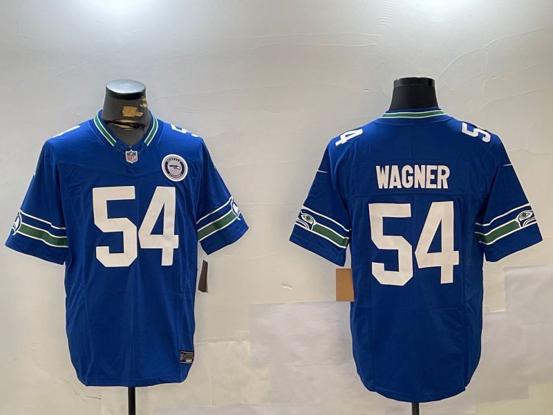 Men Seattle Seahawks #54 Wagner Blue Throwback three generations 2024 Nike Limited NFL Jersey style 2->seattle seahawks->NFL Jersey